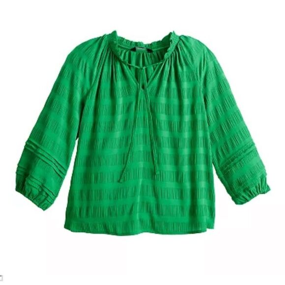 Simply Vera Vera Wang Woman’s Tie Neck Green Blouse, Size XS, NWT - Picture 3 of 10